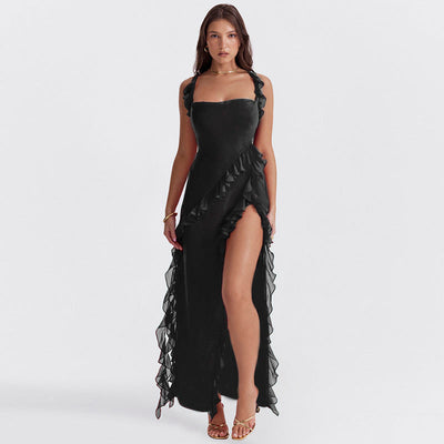 Talia | Long Dress with Ruffles and Opening