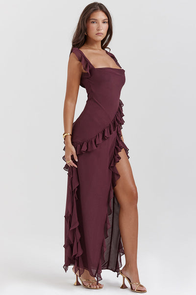 Talia | Long Dress with Ruffles and Opening