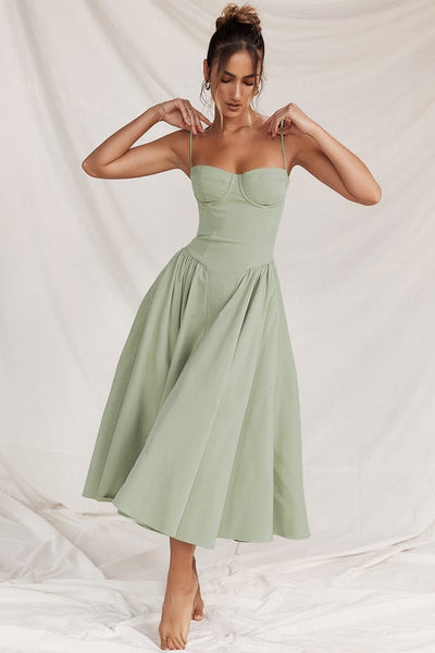Ellie | Sleeveless Corset Midi Dress