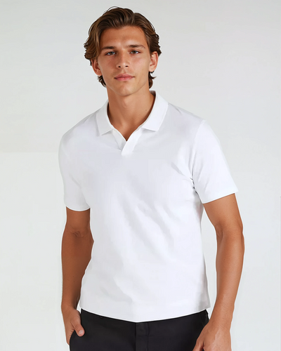 White Buttonless Polo