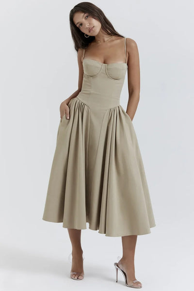 Ellie | Sleeveless Corset Midi Dress