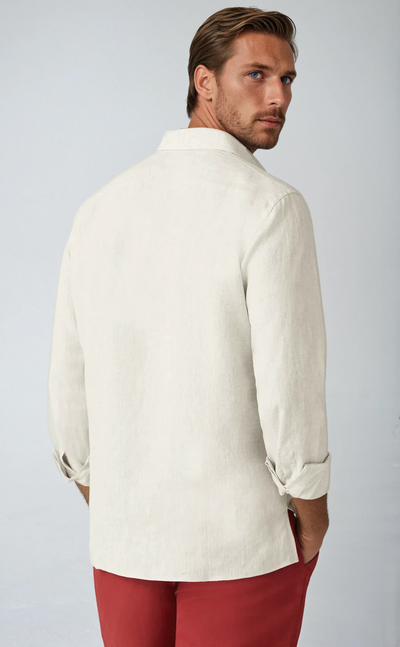 Linen Pop-over Shirt - Beige