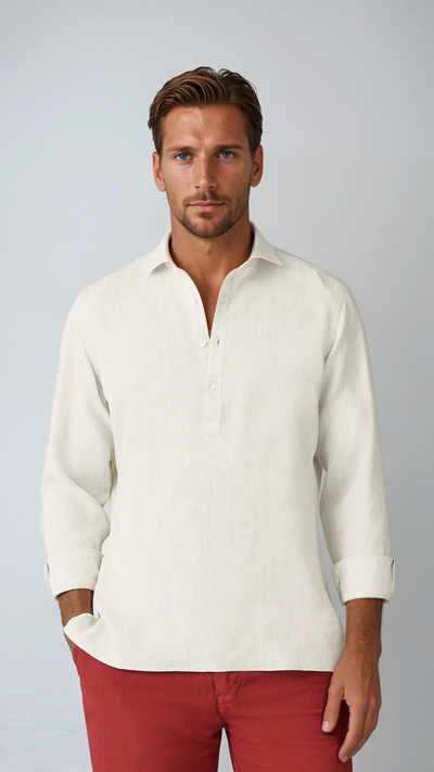 Linen Pop-over Shirt - Beige