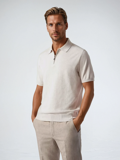 Polo with Zipper - Beige