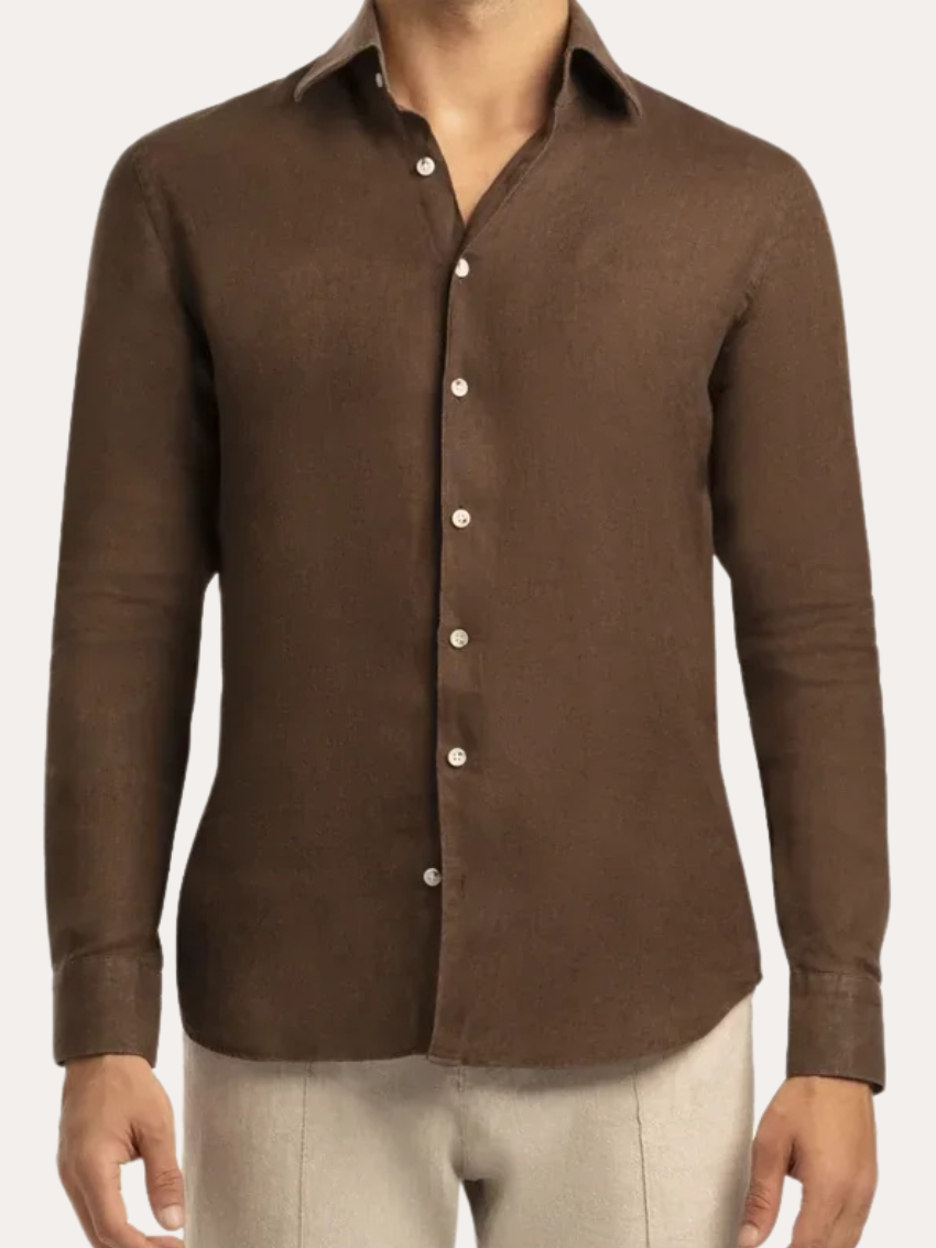 Linen Shirt Dark Brown