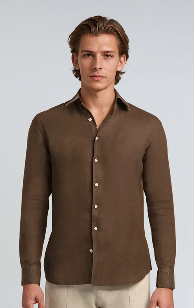 Linen Shirt Dark Brown