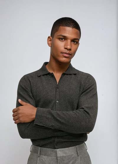 Cashmere Wool Shirt Dark Gray