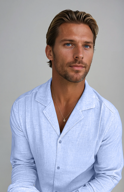 Linen Beach Shirt - Light Blue