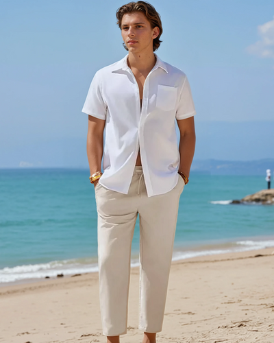 Sea Side Linen Pants - Beige