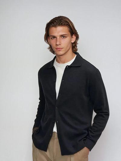 Cashmere Wool Shirt Navy Blue