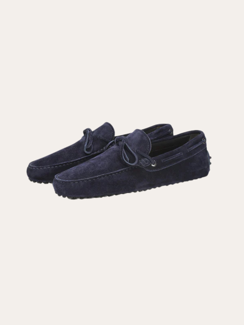 Navy Blue Suede Loafers