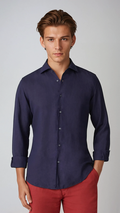 Linen Shirt Navy Blue