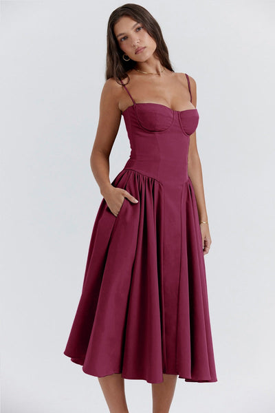 Ellie | Sleeveless Corset Midi Dress