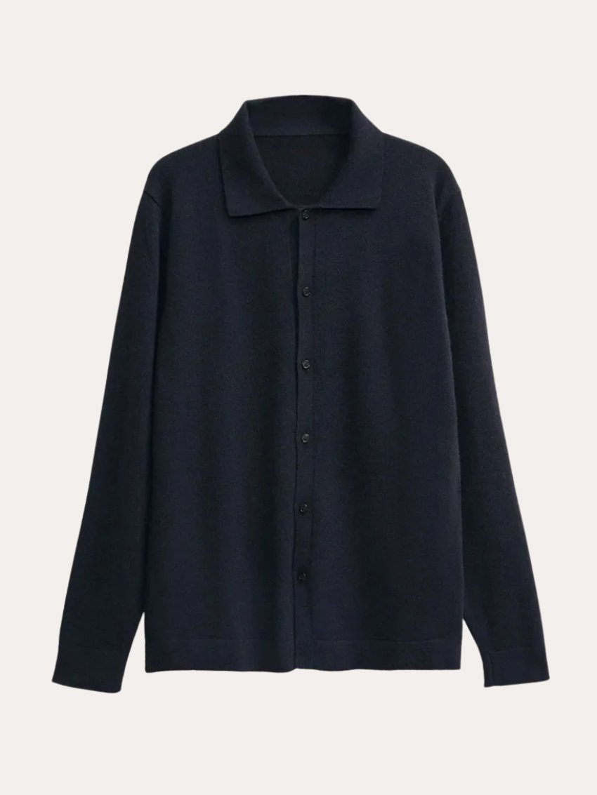 Cashmere Wool Shirt Navy Blue