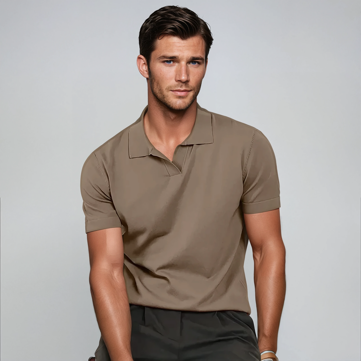 Polo Without Buttons Taupe