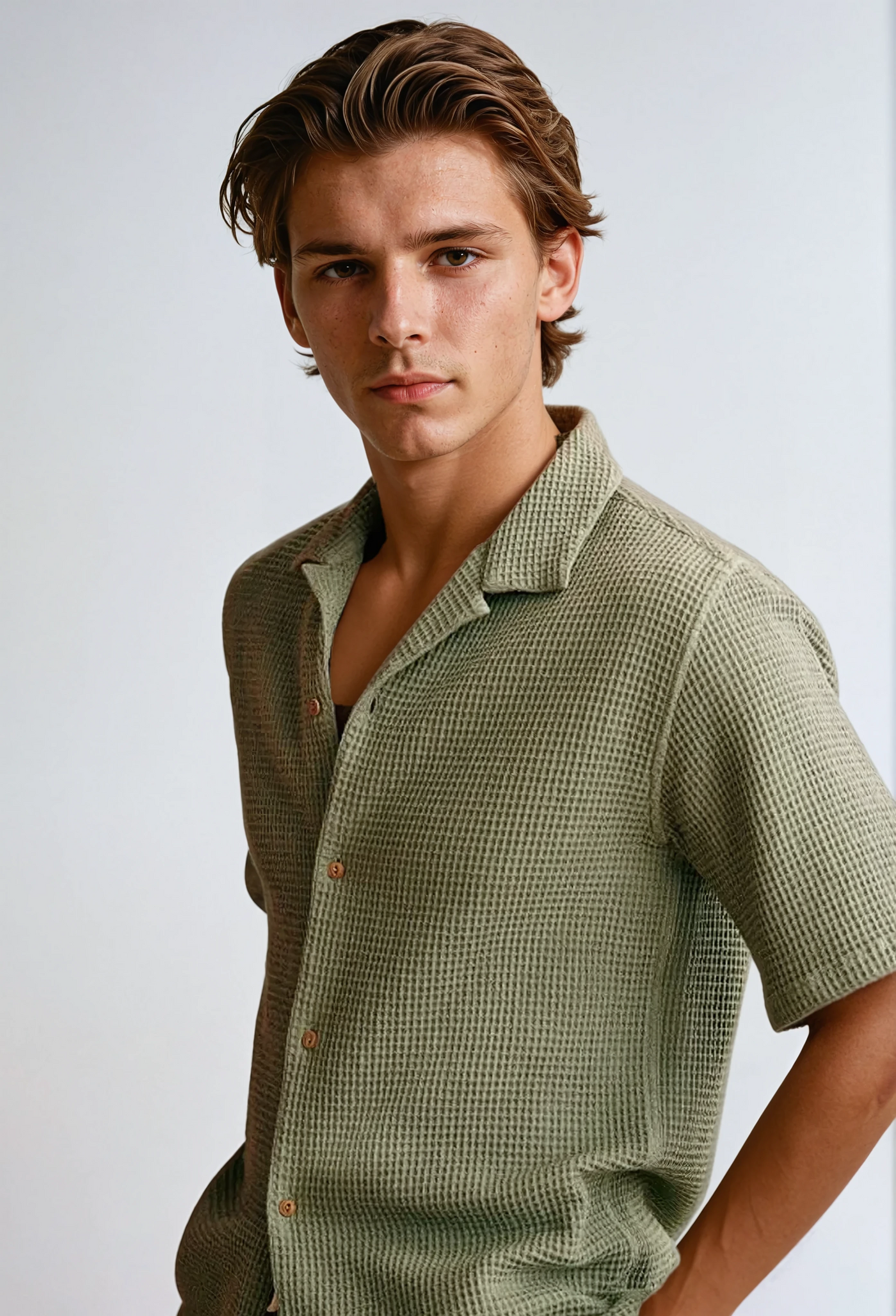 Waffle Shirt Olive Green