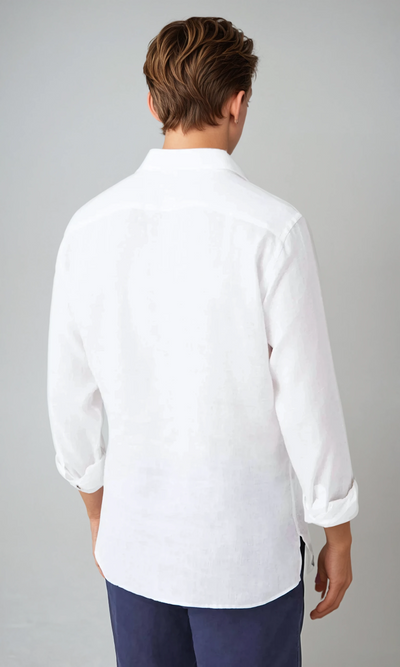 Linen Pop-over Shirt - White