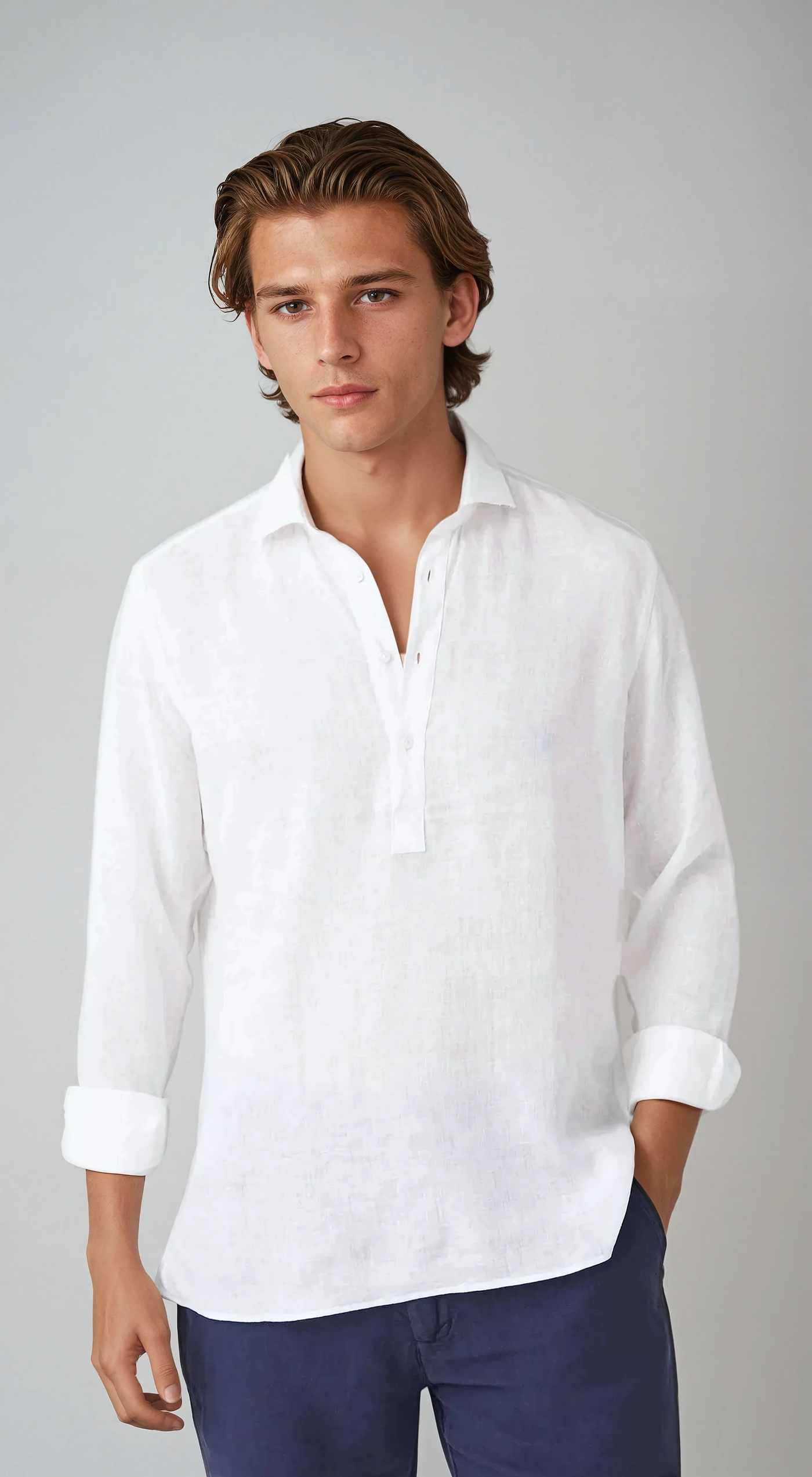 Linen Pop-over Shirt - White