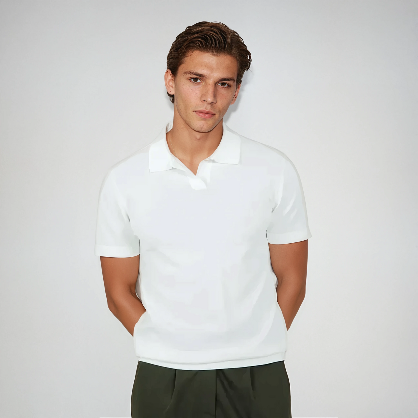 White Buttonless Polo