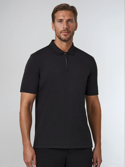 Polo with Zipper - Black