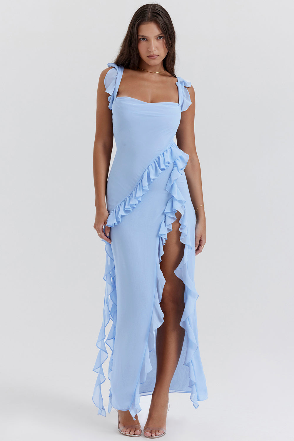 Talia | Long Dress with Ruffles and Opening