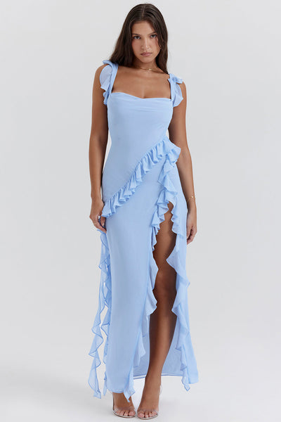 Talia | Long Dress with Ruffles and Opening