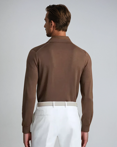 Brown Long Sleeve Polo Without Buttons